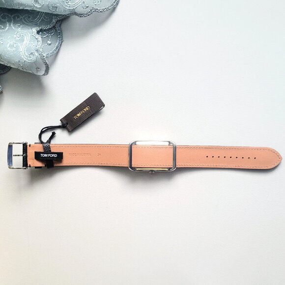 Tom Ford No.001 Watch White Face Black Leather Strap Stainless Steel New Gift - Picture 7 of 8